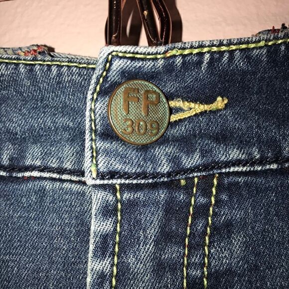 Free people dark wash long denim high low skirt - Picture 3 of 12